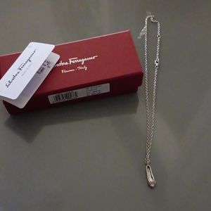 Salvatore Ferragamo 18kt and sterling silver shoe necklace new in box